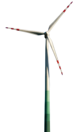 Wind turbine against a dark sky